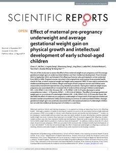 Effect Of Maternal Pre-pregnancy Underweight And Average Gestational ...